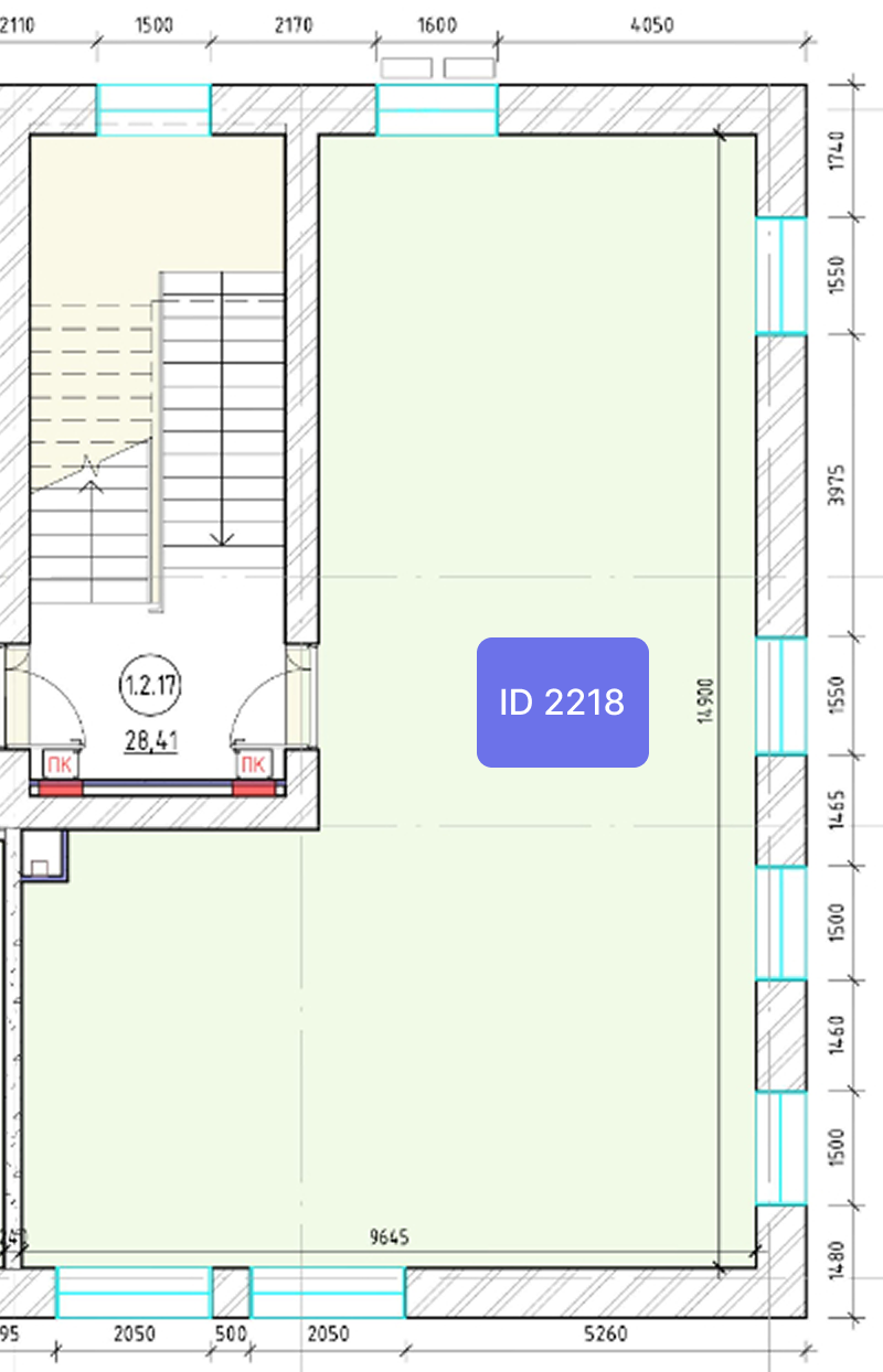 Планировка офиса № 2218, 106,6 м²