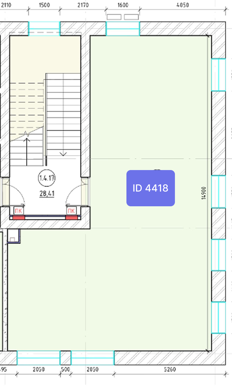 Планировка офиса № 4418, 107,2 м²